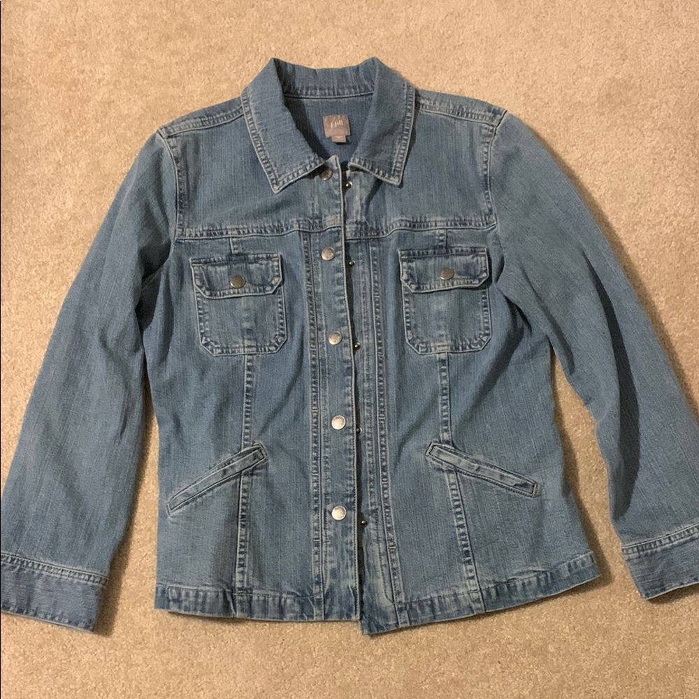 J Jill Blue Denim Jean Jacket Tailored Fit